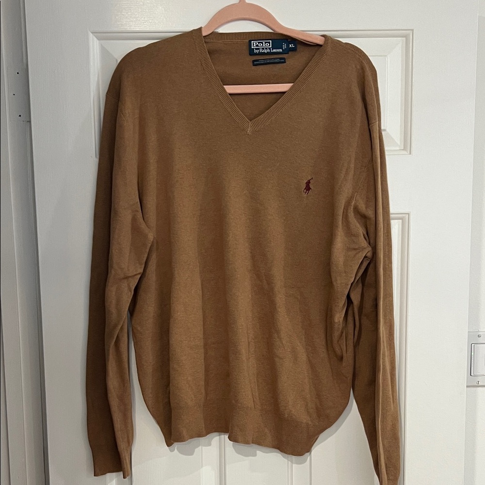 Polo by Ralph Lauren Men's Brown V-Neck Sweater